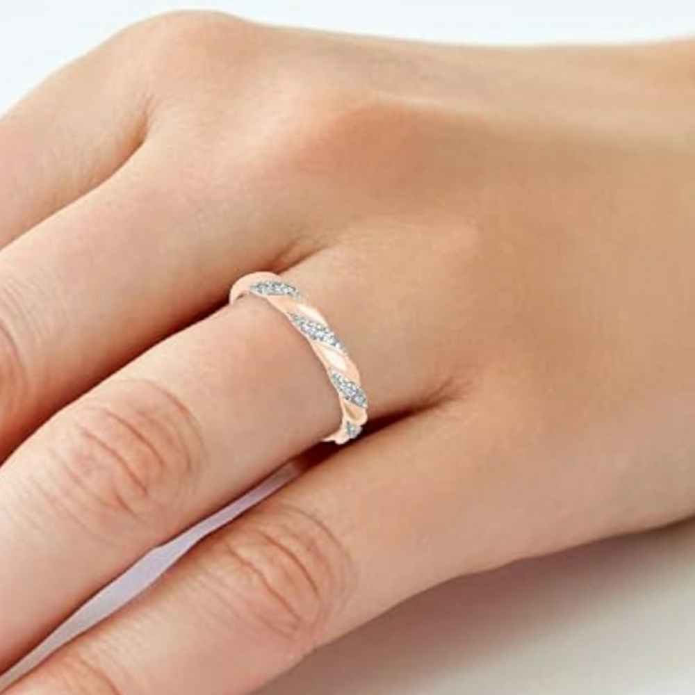 Rose Gold & Diamond Ring  Size 7.5